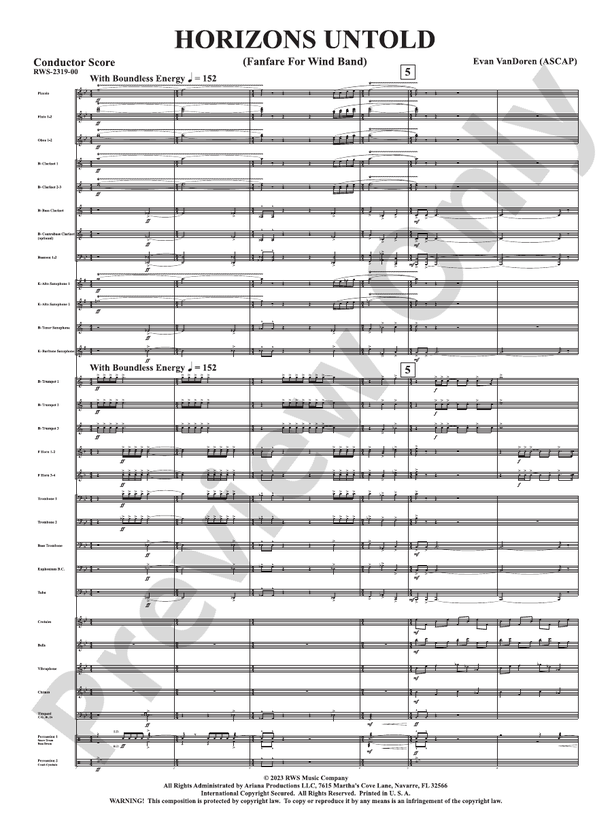 Horizons Untold - Fanfare for Wind Band - Concert Band Conductor Score & Parts (Digital Download)