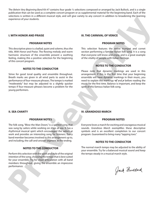Belwin Very Beginning Band Kit #7 - Concert Band Conductor Score & Parts (Digital Download)