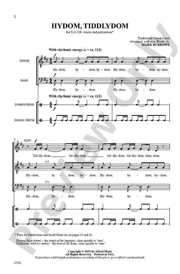 Hydom, Tiddlydom – SATB, a cappella Choral Octavo - Digital Sheet Music Download (Digital Download)