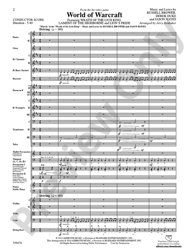 World of Warcraft – Full Orchestra Conductor Score & Parts (Digital Download)