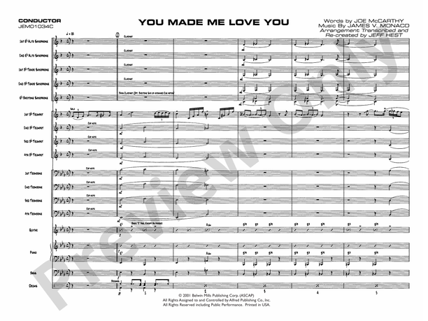You Made Me Love You (I Didn't Want to Do It) - Jazz Ensemble Conductor Score & Parts (Digital Download)