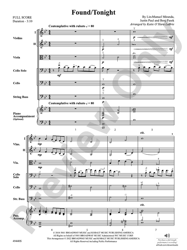 Found/Tonight - String Orchestra Conductor Score & Parts (Digital Download)