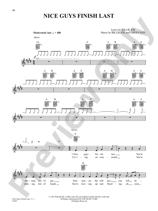 Nice Guys Finish Last - Easy Guitar (Digital Download)