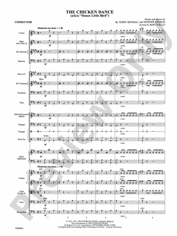 The Chicken Dance – Full Orchestra Conductor Score & Parts (Digital Download)