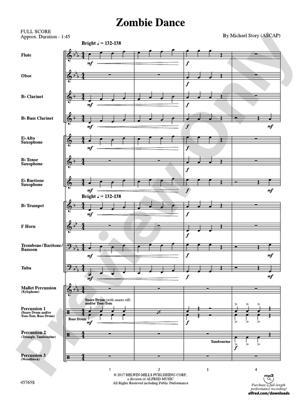 Zombie Dance - Concert Band Conductor Score & Parts (Digital Download)