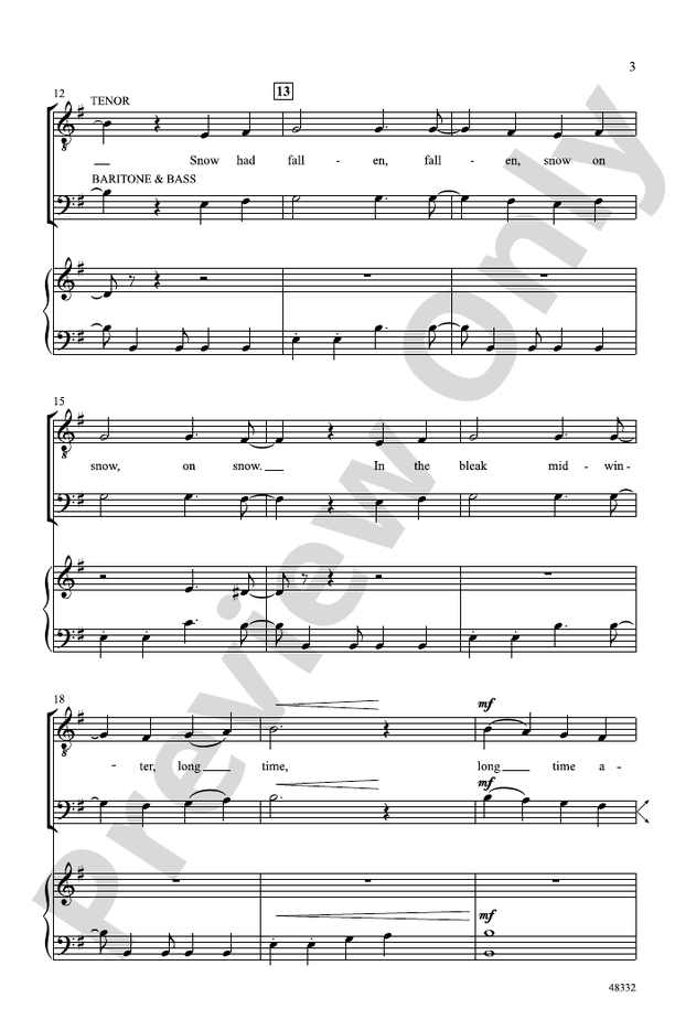 In the Bleak Midwinter – TBB Choral Octavo (Digital Download)
