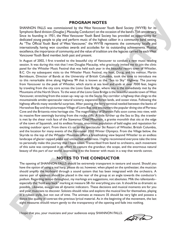 Shannon Falls – Full Orchestra Conductor Score & Parts (Digital Download)