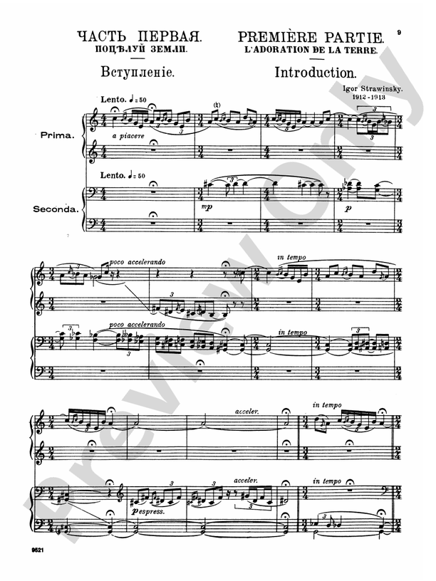 Stravinsky - Rite of Spring - 1 Piano, 4 Hands (Digital Download)