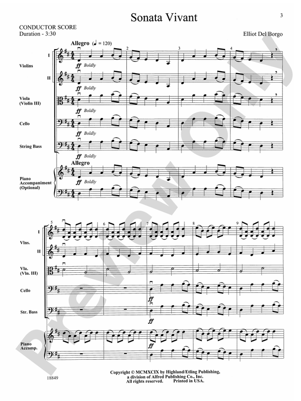 Sonata Vivant – String Orchestra Conductor Score & Parts (Digital Download)