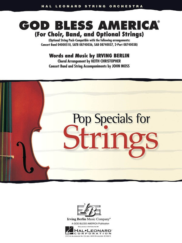 God Bless America - String Orchestra Grade 3 Score/Parts - Irving Berlin - John Moss|Keith Christopher Hal Leonard 4626010