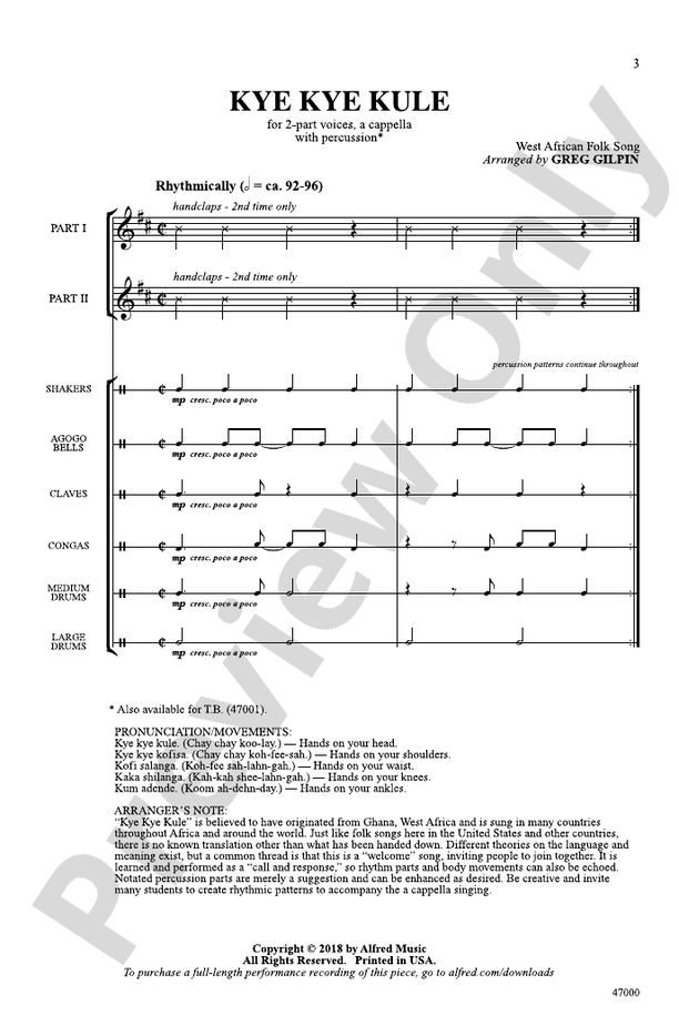 Kye Kye Kule – 2-Part Choral Octavo (Digital Download)