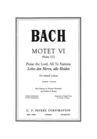 Bach - Alleluja (from Motet VI 'Praise The Lord, All Ye Nations') - SATB Vocal Score (Digital Download)