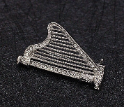 Silver Harp Brooch with Diamantes 4cm