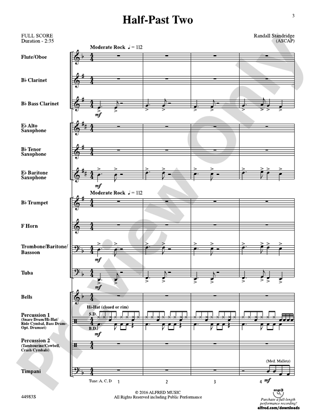 Half-Past Two - Concert Band Conductor Score & Parts (Digital Download)