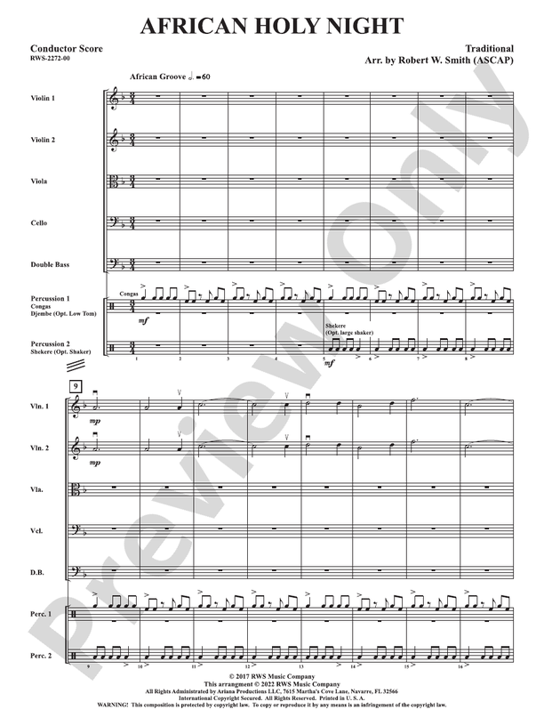 African Holy Night - String Orchestra Conductor Score & Parts (Digital Download)