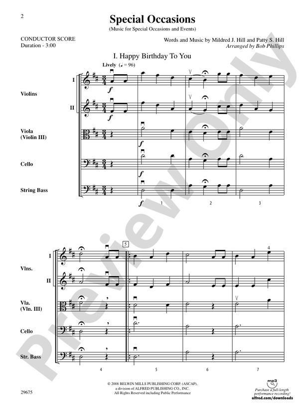 Special Occasions (Music for Special Occasions and Events) – String Orchestra Conductor Score & Parts (Digital Download)