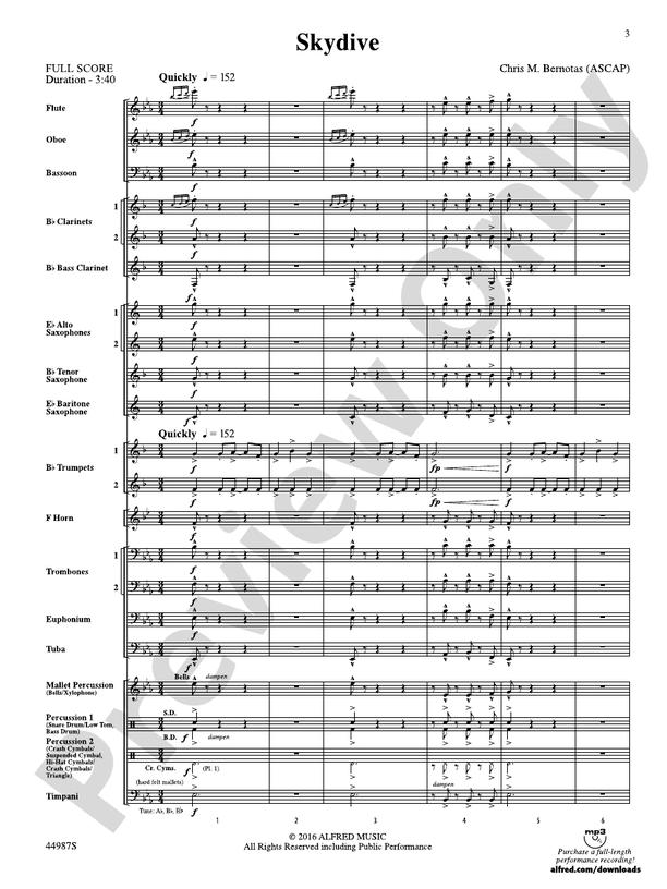 Skydive - Concert Band Conductor Score & Parts (Digital Download)