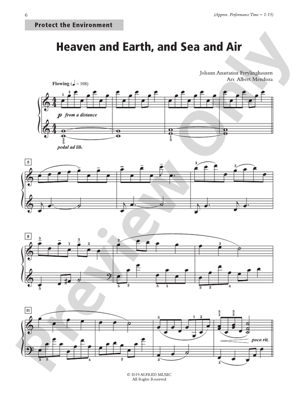 Heaven and Earth, and Sea and Air - Piano Solo (Digital Download)