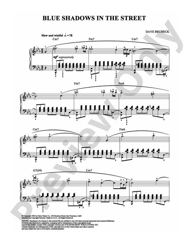 Blue Shadows in the Street - Piano (Digital Download)