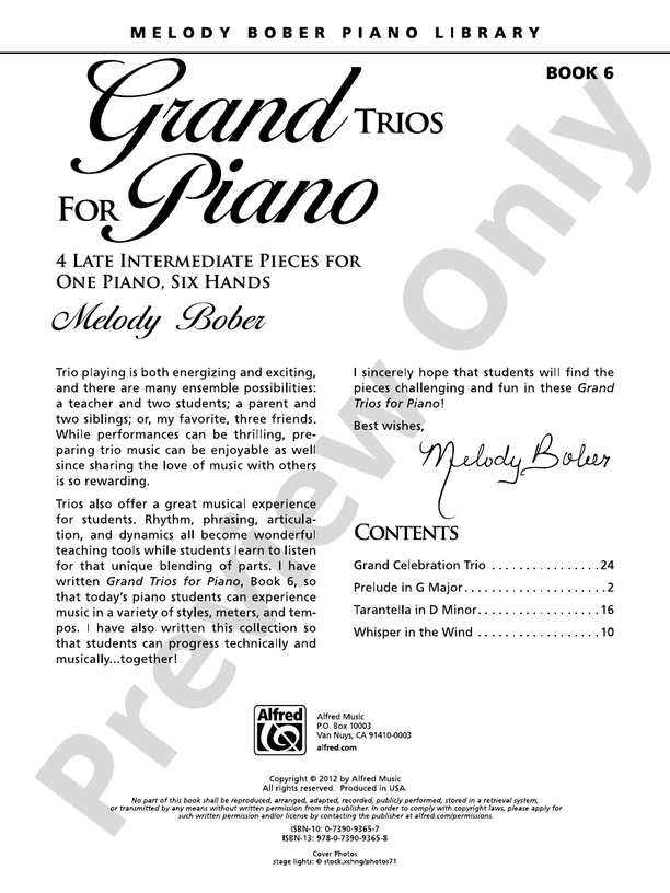 Grand Trios for Piano, Book 6: 4 Late Intermediate Pieces for One Piano, Six Hands  (Digital Download)