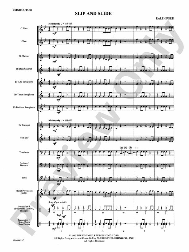 Slip and Slide - Concert Band Conductor Score & Parts (Digital Download)