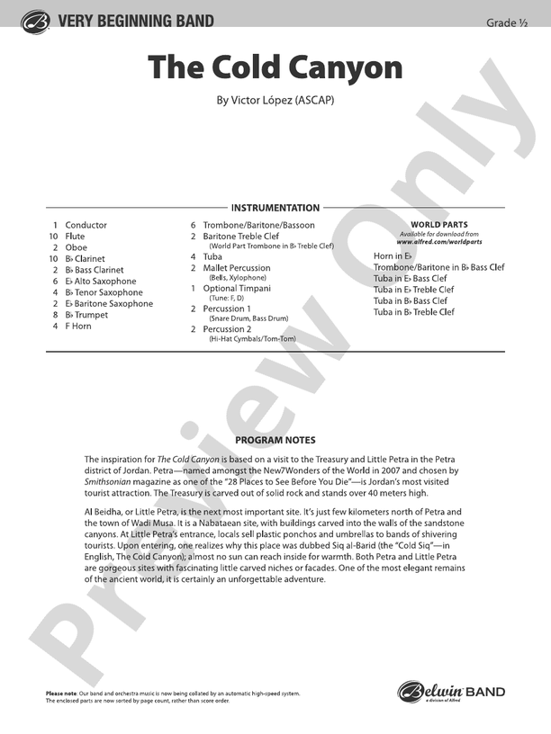 The Cold Canyon - Concert Band Conductor Score & Parts (Digital Download)
