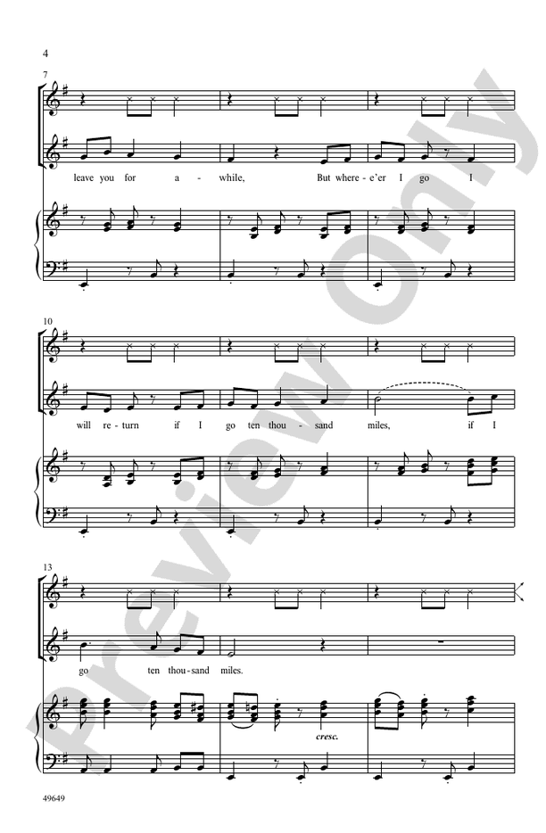 Ten Thousand Miles - SSA Choral Octavo (Digital Download)