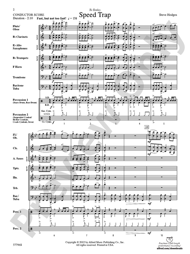 Speed Trap - Concert Band Conductor Score & Parts (Digital Download)