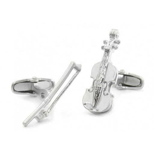 Silver Violin and Bow Cufflinks
