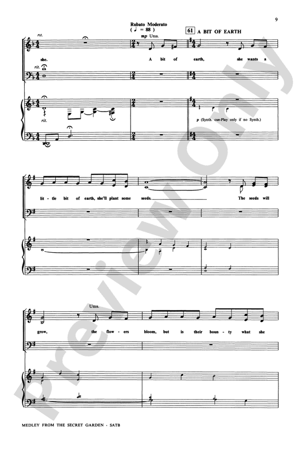 The Secret Garden, Medley from - SATB Choral Octavo (Digital Download)