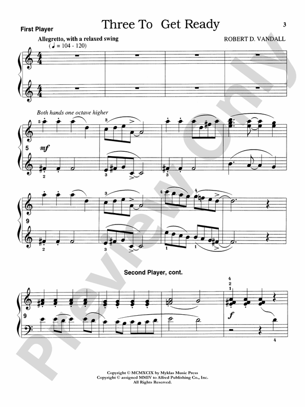 Three to Get Ready - 1 Piano, 6 Hands (Digital Download)