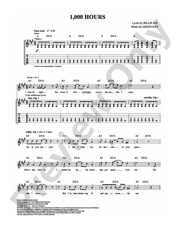 1,000 Hours - Guitar TAB (Digital Download)