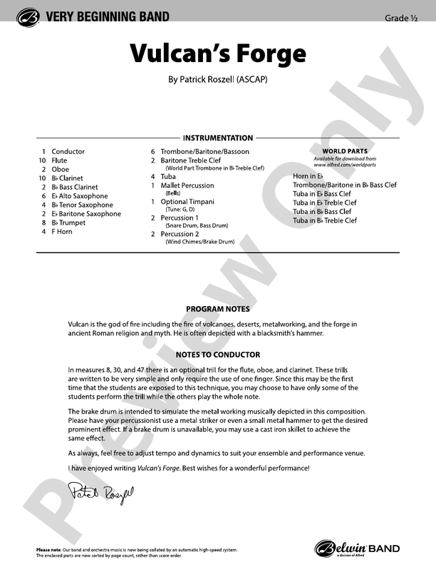 Vulcan's Forge - Concert Band Conductor Score & Parts (Digital Download)