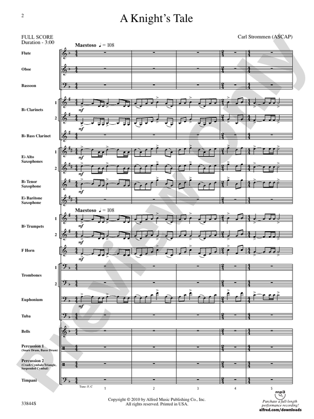 A Knight's Tale - Concert Band Conductor Score & Parts (Digital Download)