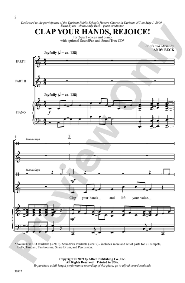 Clap Your Hands, Rejoice! – 2-Part Choral Octavo (Digital Download)