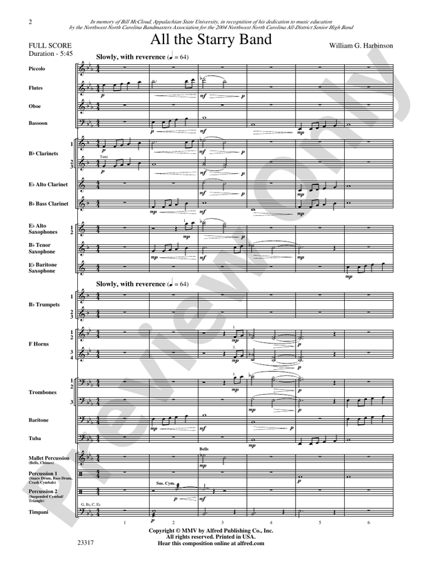 All the Starry Band - Concert Band Conductor Score & Parts (Digital Download)