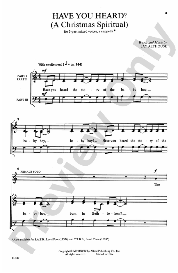 Have You Heard? (A Christmas Spiritual) – 3-Part Mixed, a cappella Choral Octavo (Digital Download)