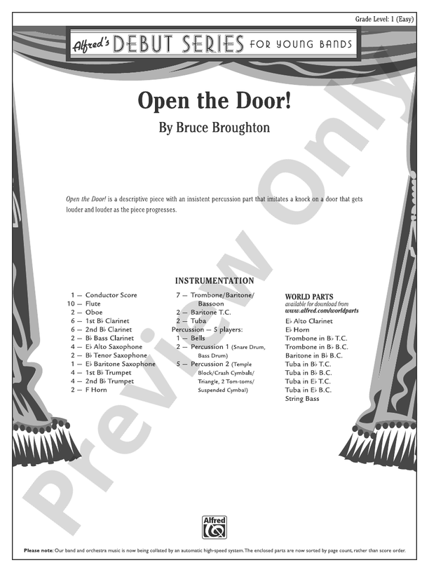 Open the Door! - Concert Band Conductor Score & Parts (Digital Download)