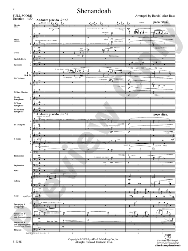 Shenandoah (Grade 4) - Concert Band Conductor Score & Parts (Digital Download)