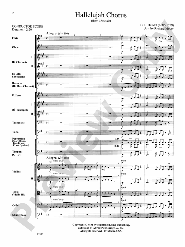 Hallelujah Chorus from Messiah – Full Orchestra Conductor Score & Parts (Digital Download)