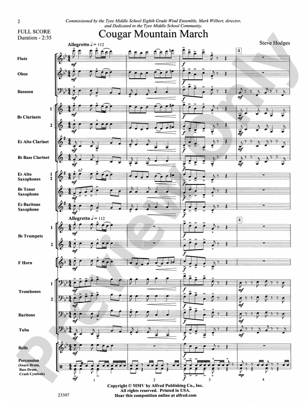 Cougar Mountain March - Concert Band Conductor Score & Parts (Digital Download)