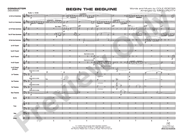 Begin the Beguine (Arr. Mike Crotty) - Jazz Ensemble Conductor Score & Parts(Digital Download)