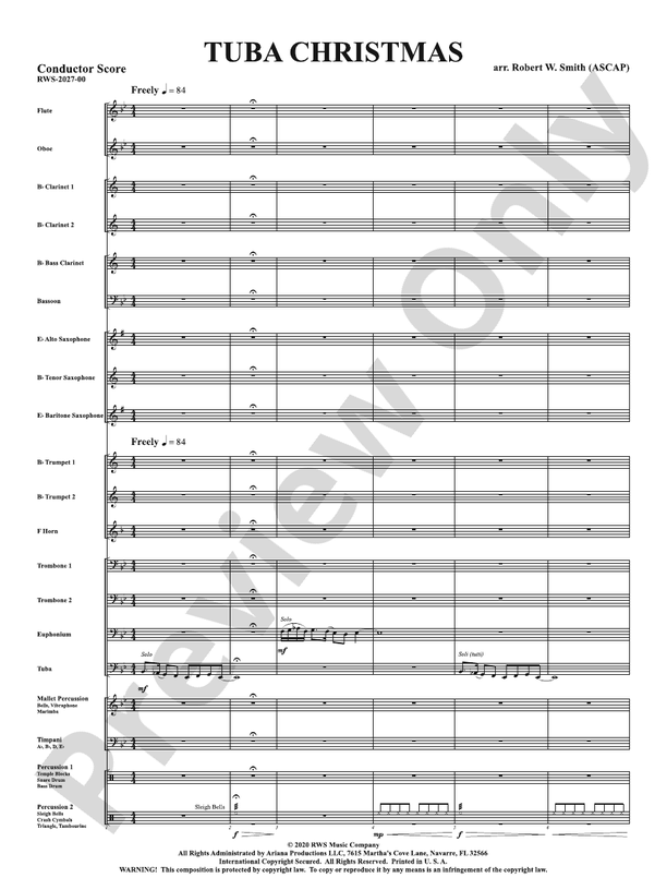 Tuba Christmas - Concert Band Conductor Score & Parts (Digital Download)