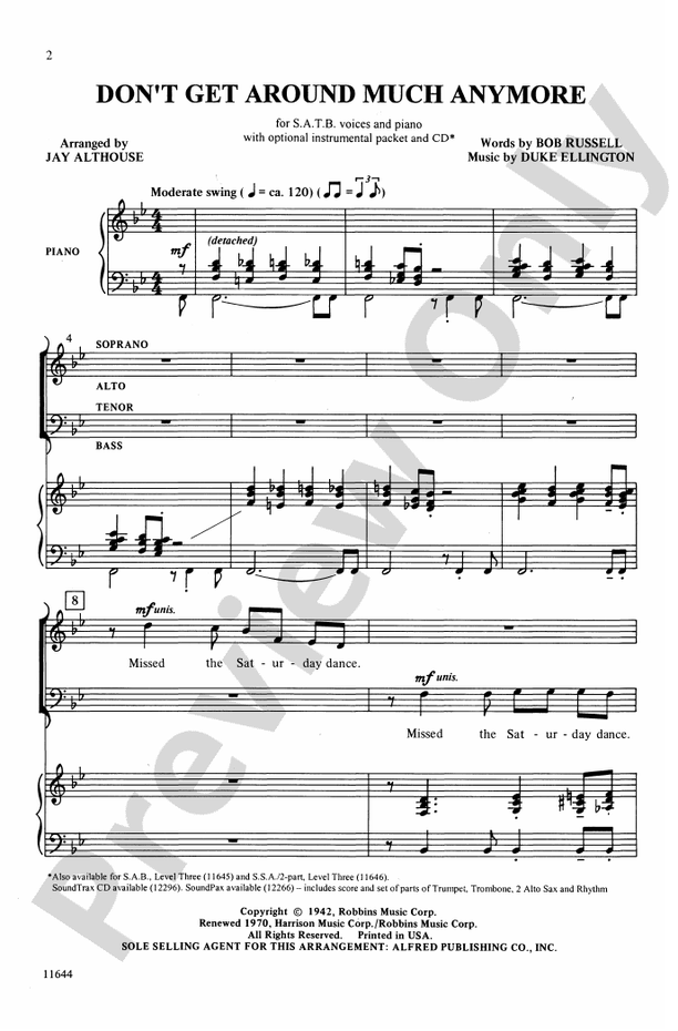 Don't Get Around Much Anymore – SATB Choral Octavo (Digital Download)