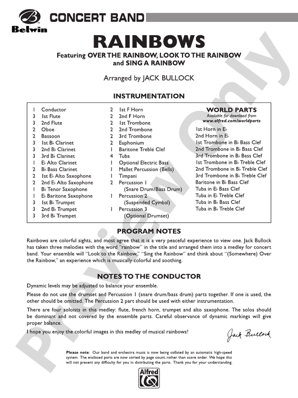 Rainbows - Concert Band Conductor Score & Parts (Digital Download)