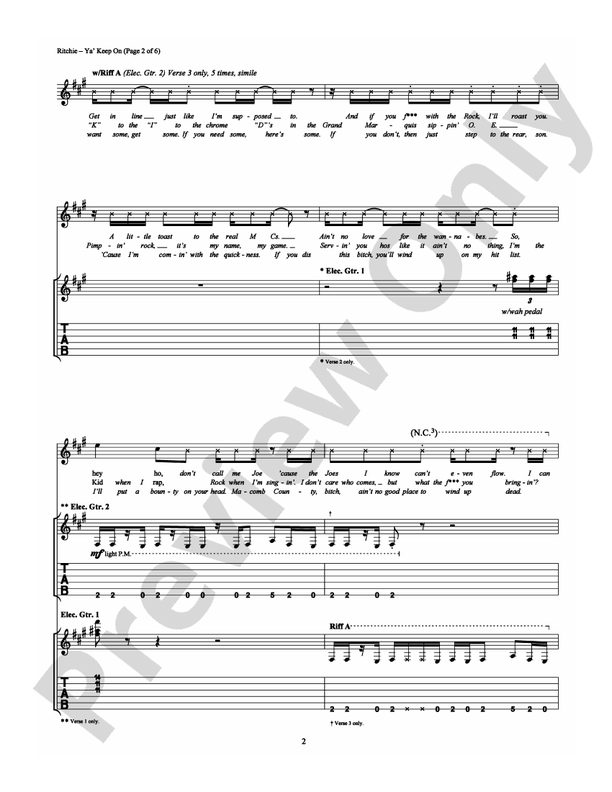 Ya' Keep On - Guitar TAB (Digital Download)
