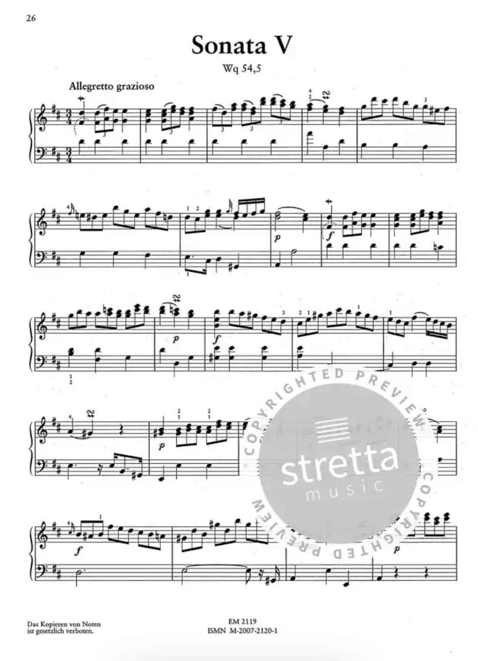 Bach CPE - 6 Keyboard Sonatas Wq54 - Piano Edition Merseburger ED2119