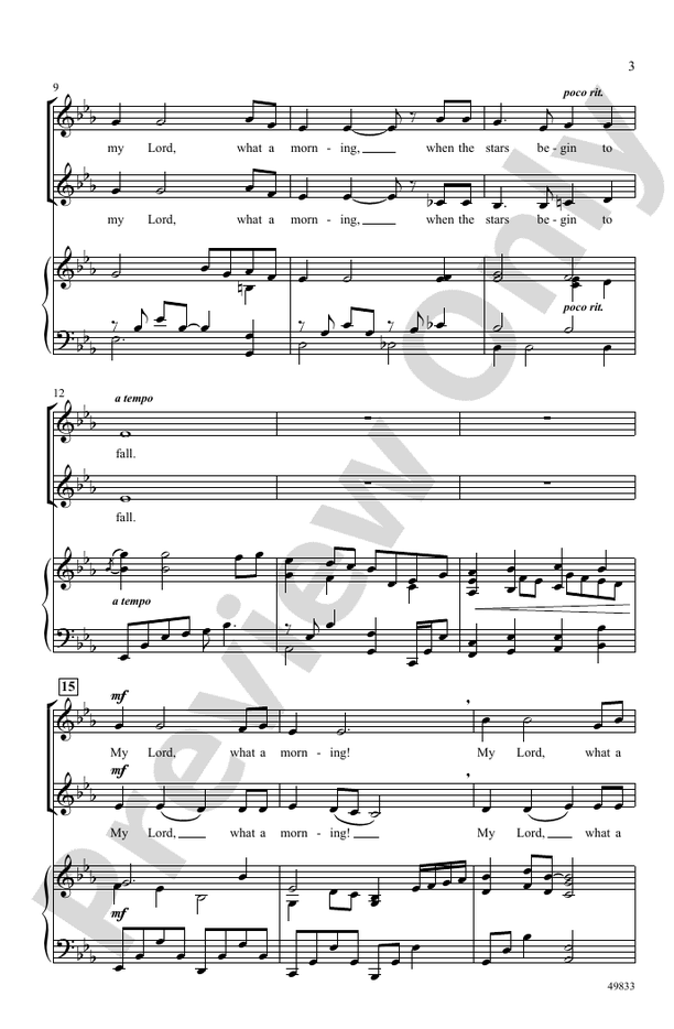 My Lord, What a Morning - 2 Part Treble Choral Octavo (Digital Download)