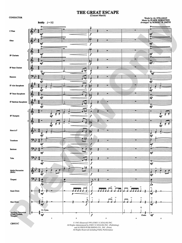 The Great Escape March - Concert Band Conductor Score & Parts (Digital Download)