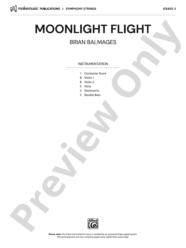 Moonlight Flight - String Orchestra Conductor Score & Parts (Digital Download)